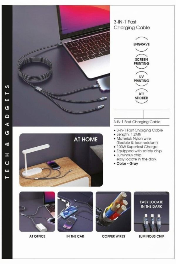 3-in-1 Fast Charging Cable - HUECC-002