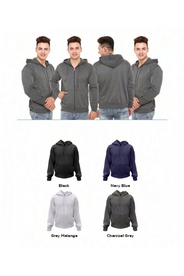 Polaris Zippered Sweatshirt With Hood - HUEHJS-04 - Image 2