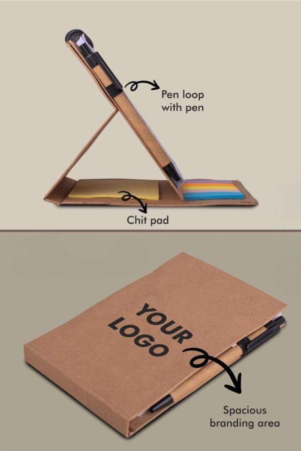 Folding writing pad with sticky notes - HUESN-004 - Image 2