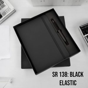 Black Elastic Diary Pen Set - SR-138