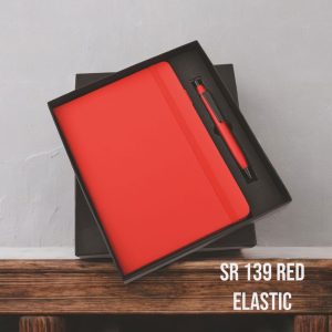 Red Elastic Diary Pen Set - SR-139
