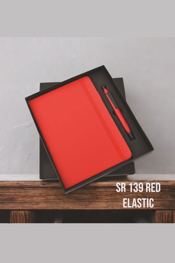 Red Elastic Diary Pen Set - SR-139