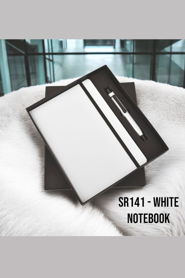 White Elastic Diary Pen Set - SR-141