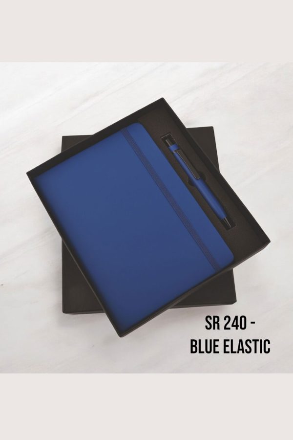 Blue Elastic Diary Pen Set - SR-240